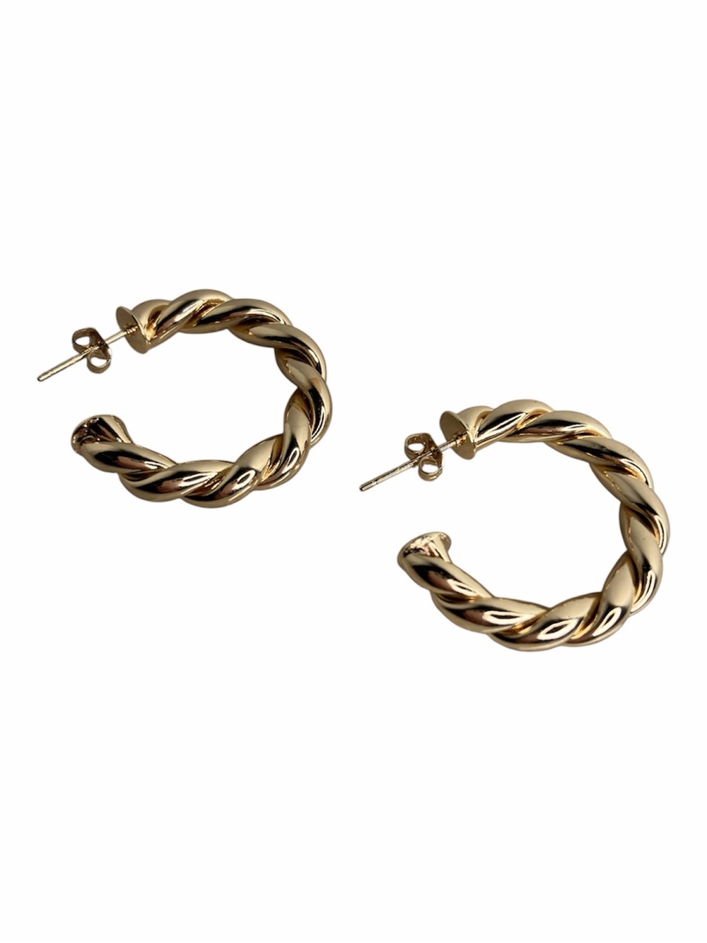 14K Gold Plated Twisted Hoop Earrings 30mm | Large Rope Hoops